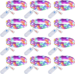 Pastel LED Fairy Lights, 12 Pack, 7ft Battery Operated with Timer
