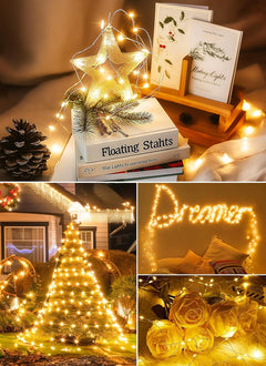 33 ft 100 LED USB Plug in silver wire String Lights with Remote for Home DIY, 8 Modes, Warm White