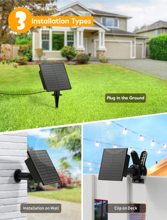 38FT Solar String Lights - Waterproof Outdoor Patio Lights with Bulbs