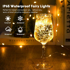6 Pack 7ft 20 LED Battery Operated Silver Wire Firefly String Lights, Warm White