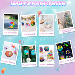 Kids Wooden Painting Kit - Glow in the Dark, 26 pcs Craft Set for Ages 5-12