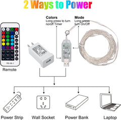 Color Changing Fairy Lights with Remote - 33ft USB