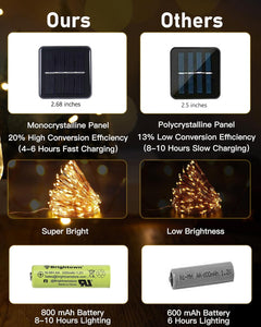 Solar Fairy Lights with Ivy - 33 FT, Solar Powered