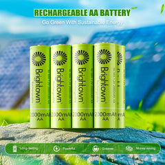 12-Pack 1.2V 2000mAh NiMH Rechargeable AAA Batteries for Solar Lights and Household Devices