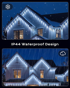20ft 20 Tubes 100 LED Christmas Icicle Lights for Tree Patio Roof Holiday Decor, Cool White