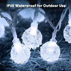 33ft 100 LED Plug in Crystal Globe Fairy Lights with Remote for Bedroom Tent, 8 Modes, White