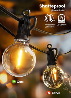 50FT Plug In G40 50 LED Bulbs String Lights for Patio Garden Cafe Wedding Deck