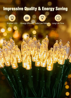 2Pack Plug in 8ft 20LED Mini String Lights for Christmas Party Holiday Xmas Decoration, Warm White