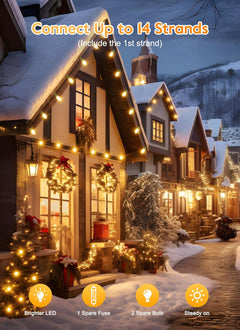 100 Feet C9 String Lights with 50 Shatterproof C9 Bulbs, Waterproof Connectable Christmas Tree Lights for Outside Patio Xmas Decorations (Warm White)