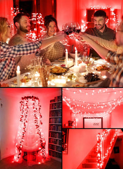 Battery Operated Christmas String Lights - 8ft, 20 LED Red