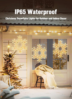Christmas Snowflake Lights Outdoor Indoor, Multi-Size (20"/36") Multi-Color Folding LED Hanging Lights