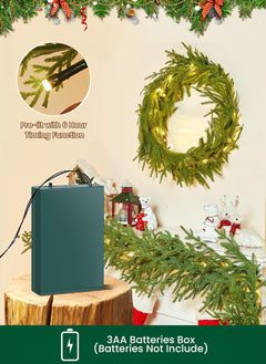 Christmas Garland with Lights, 6Ft Norfolk Pine Garlands, Battery Operated