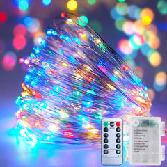 66Ft 200 LED Outdoor String Lights - Battery Operated, Waterproof, Multicolor