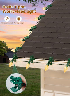68Ft Plug in 100 LED C9 Christmas String Lights with Quick Clips for Roofline Patio Decor, Warm White