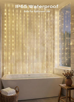 70 Inch 180 LED Battery Operated Shower Curtain Lights, 8 Modes, Warm White (No Curtain)