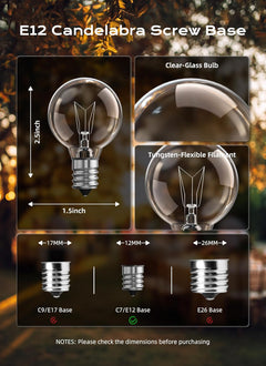 50 Pack G40 5W 120V Globe Incandescent Glass Bulbs