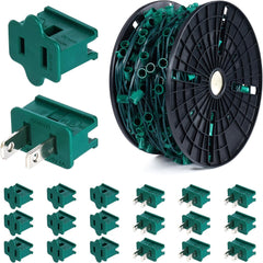 Commercial 250FT/500FT C9/E17 Christmas Light Sockets Set Spool, C9 String Light Stringer 12" Spacing Green Wire
