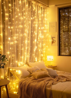 300 LED 9.8ft x 9.8ft Fairy Curtain Lights for Bedroom Christmas Decoration, USB Powered