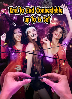 Outdoor Halloween Lights - 33 Feet, 100 LED Orange and Purple String Lights