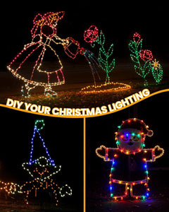 Commercial 250FT/500FT C9/E17 Christmas Light Sockets Set Spool, C9 String Light Stringer 12" Spacing Green Wire