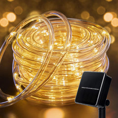 72ft 200 LED Outdoor Solar Powered Rope String Lights with 8 Modes, Warm White