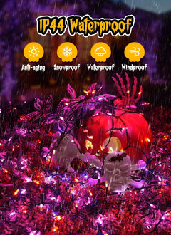 2Pack 17.8Ft 50 LED Battery Operated Clear Mini Incandescent Bulbs String Light for Halloween, Orange and Purple