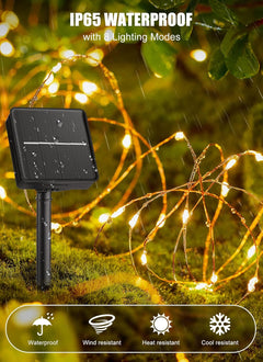2 Packs Total 132Ft 400 LED Solar Powered Fairy String Lights with 8 Modes for Patio Christmas, Warm White