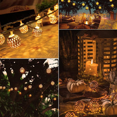 36 Ft Solar Powered 60 LED Globe Fairy Lights Moroccan String Lights with 8 Modes, Warm White