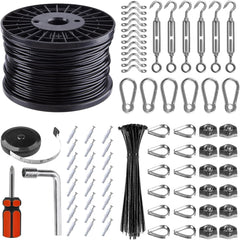 String Lights Hanging Kit - 300Ft Stainless Steel Cable with Accessories