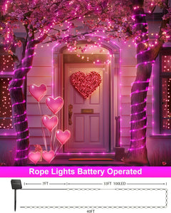 Solar Rope Lights - 39 FT, 100 LED, Waterproof, Multicolor