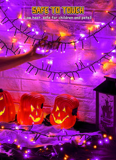 Halloween String Lights Battery Operated 10FT 120 LED Orange Purple