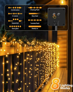 2 Pack 92Ft 240 LED Solar Powered String Lights Outdoor for Garden Yard Patio Party Decor, Warm White