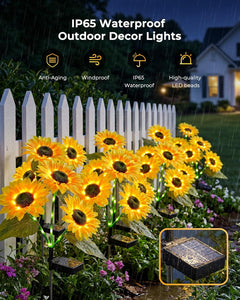3 Pack (3pcs/pack) Solar Powered Sunflowers Stake Lights for Garden Yard Pathway
