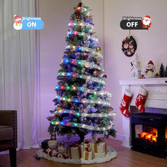 2 Pack 33ft 100 LED Battery Operated Christmas Tree Ribbon Lights, Multicolor