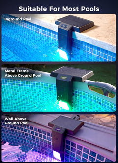 Solar Powered Color Changing LED Pool Lights for Inground & Above Ground Pools, Timer & Remote