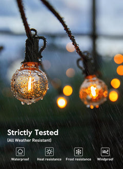 30FT Plug In G40 LED String Lights with 25 Edison Bulbs for Patio Garden Cafe Wedding