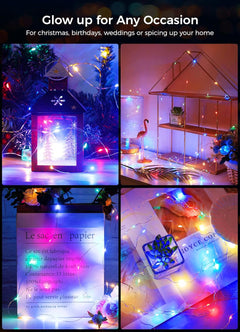 12 Pack 7FT 20 LED Battery Operated Silver Wire Firefly Starry Moon Lights for DIY Crafts, Pastel