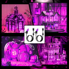 Accessory Cord with LED Bulb - 6ft with On/Off Switch, 2 Pack, Orange & Purple