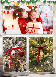 Red Velvet Ornaments Bows for Christmas Tree Ribbon - 30 Pcs Christmas Decorations Rustic Crafts Gift Bows, Door Garland Decor Home(5 x 7 Inch)