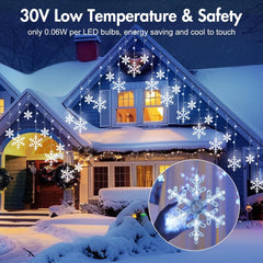 13ft 192 LED Snowflake Icicle Lights with 16 Drops for Christmas Roof Decor, 12 Modes, White
