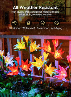 Solar Flower Lights - 4 Pack, LED, Waterproof, Multicolor