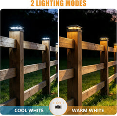 12 Pack Solar Powered Post Fence Cap Lights with 2 Color Modes for Patio Porch Garden, Black