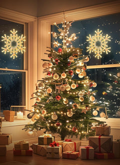 Christmas Snowflake Lights Outdoor Indoor, Multi-Size (20"/36") Multi-Color Folding LED Hanging Lights