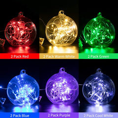 12 Pack 7FT 20 LED Battery Operated Silver Wire Firefly Starry Moon Lights for DIY Crafts, 6 Colors
