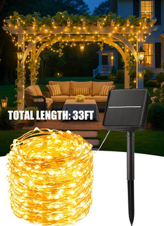 33Ft 100 LED Outdoor Solar Fairy Lights for Patio Balcony Christmas Tree, Warm White