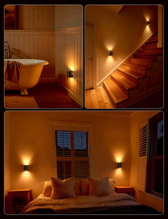 2 Pack Black Plug in Night Lights with Rotating Plug & Light Sensor for Bathroom Bedroom, Amber Light