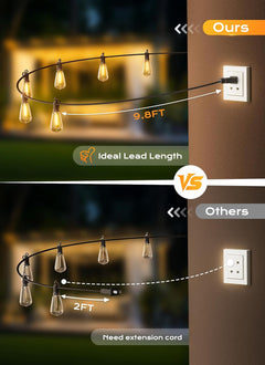 100FT Plug in 30+2 LED ST38 LED Patio Lights for Porch Patio Balcony Christmas Party Decor