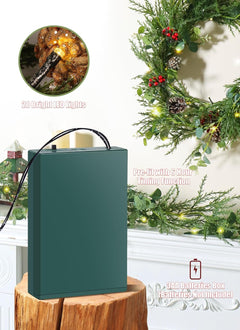 Pre-lit Christmas Garland with Lights, 6 Feet 20 LED Battery Operated Lights with Pine Cones, Berry, Eucalyptus Leaves, Indoor Door
