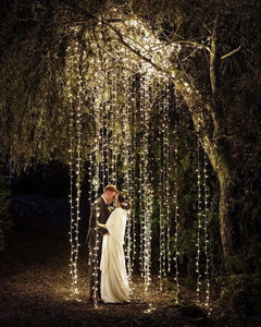 Pure White 5ft 60 LED Battery Operated Silver Wire Firecracker Cluster Lights