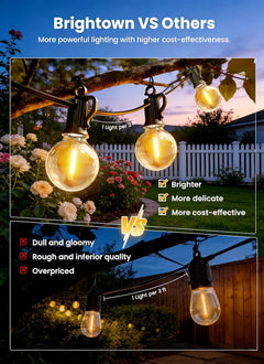 58FT Solar Powered G40 26 LED Bulbs String Lights for Patio Garden Cafe Wedding Deck